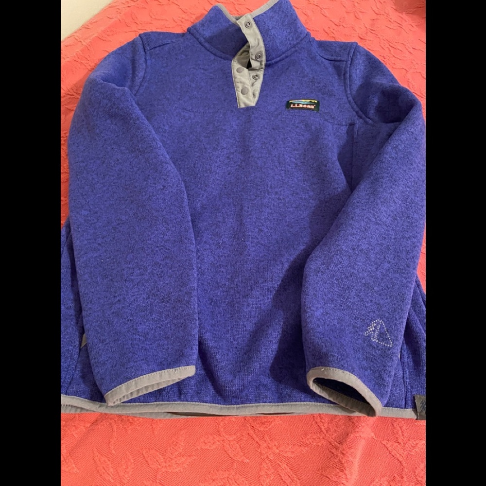 LLBEAN pullover with 3/4 snap up neck line —